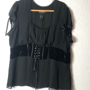 Lane Bryant Black Corset Style Blouse Top, size 22